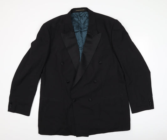 Marks and Spencer Mens Black Polyester Jacket Suit Jacket Size 46 Regular
