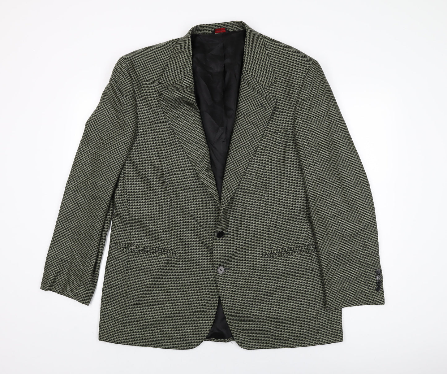 Christopher Hayes Mens Green Geometric Wool Jacket Suit Jacket Size 42 Regular