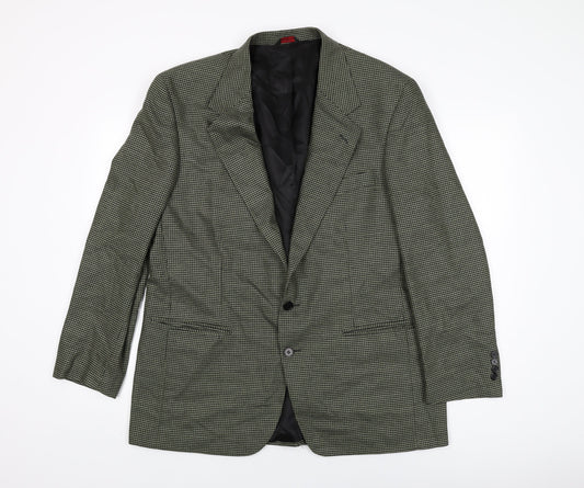 Christopher Hayes Mens Green Geometric Wool Jacket Suit Jacket Size 42 Regular