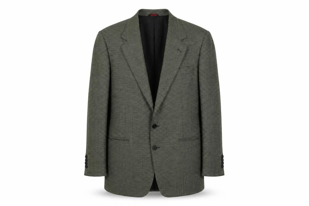 Christopher Hayes Mens Green Geometric Wool Jacket Suit Jacket Size 42 Regular