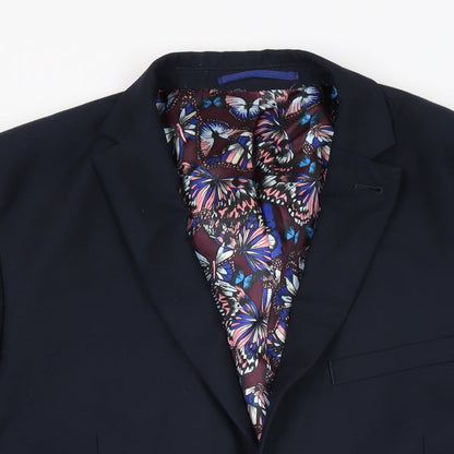 Next Mens Blue Polyester Jacket Suit Jacket Size 40 Regular