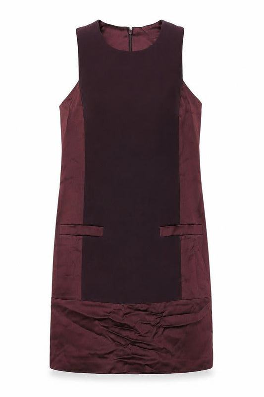 French Connection Womens Red Acetate Shift Size 8 Round Neck Zip