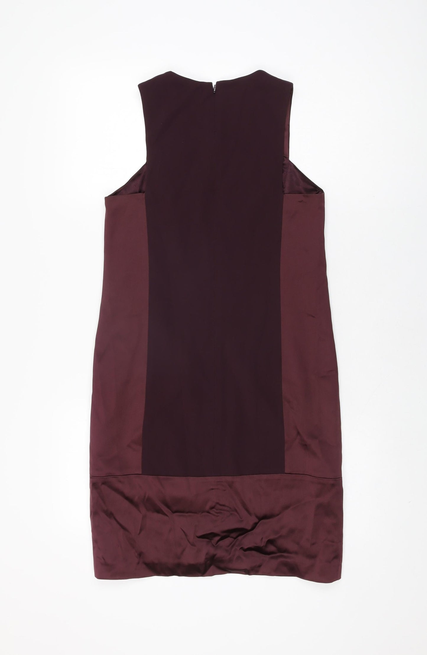 French Connection Womens Red Acetate Shift Size 8 Round Neck Zip
