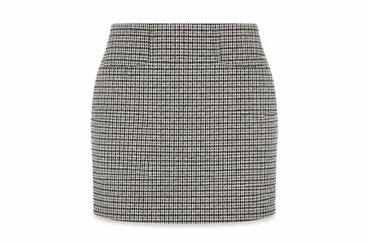 Stradivarius Womens Brown Geometric Polyester Mini Skirt Size M - Houndstooth
