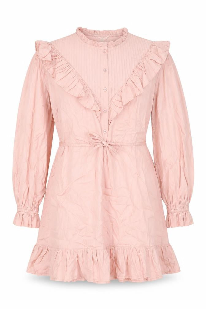 Miss Selfridge Womens Pink Lyocell Shift Size 14 Round Neck Button