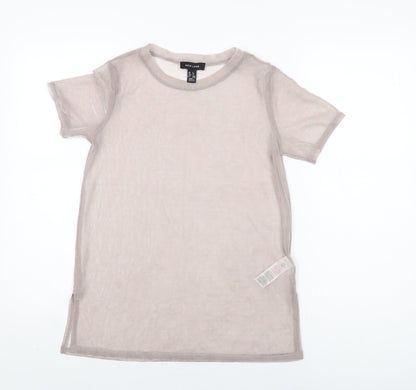 New Look Womens Pink Polyester Basic T-Shirt Size 8 Round Neck