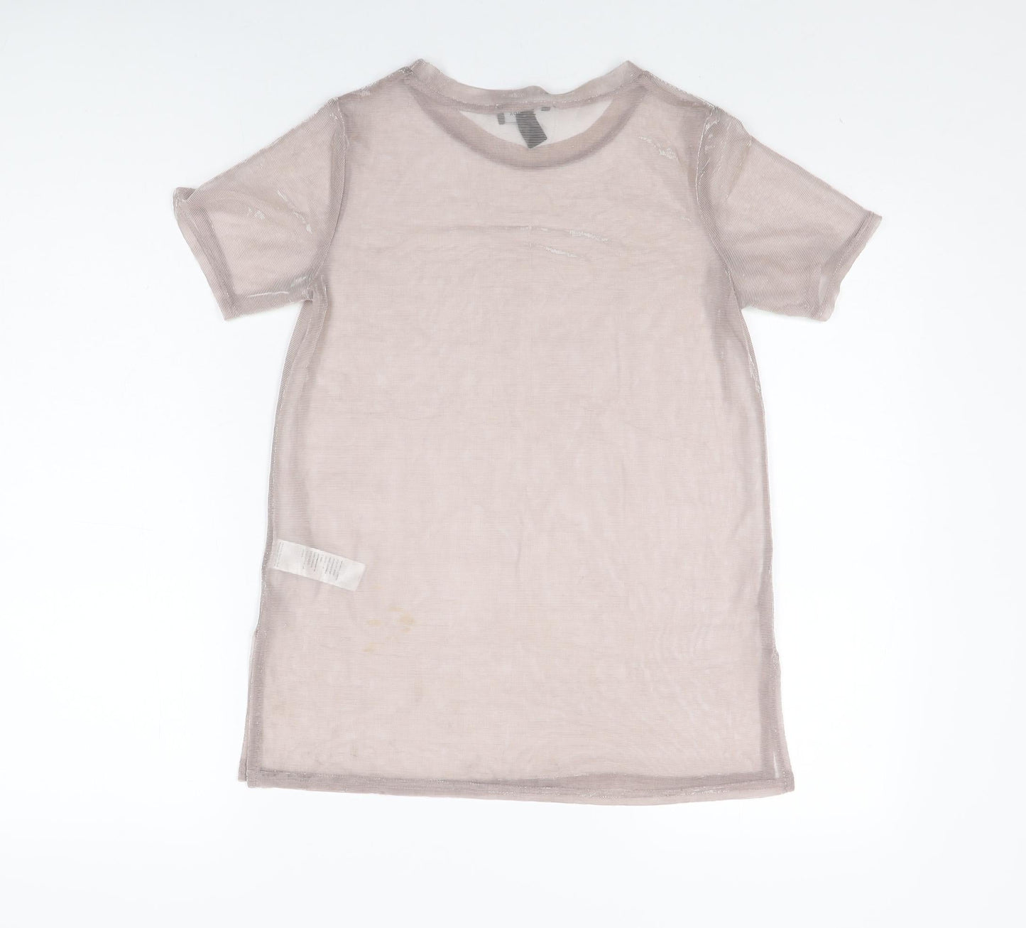 New Look Womens Pink Polyester Basic T-Shirt Size 8 Round Neck
