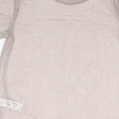New Look Womens Pink Polyester Basic T-Shirt Size 8 Round Neck
