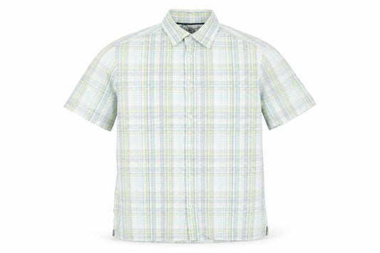 Marks & Spencer Mens White Plaid Cotton Button-Up Size M Collared Button