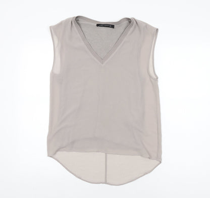 Zara Womens Beige Polyester Basic Blouse Size XS V-Neck