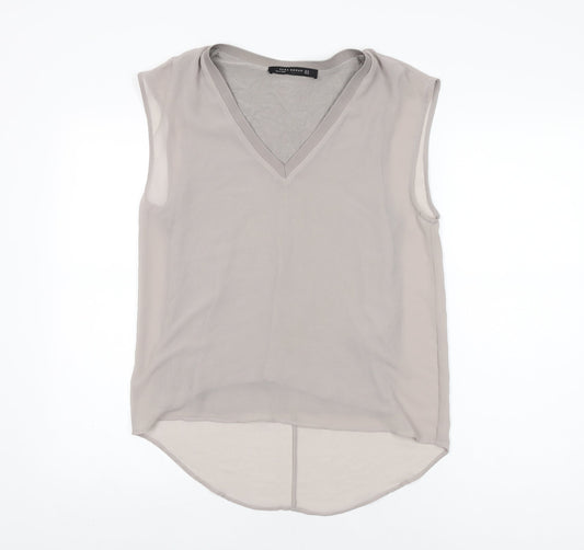 Zara Womens Beige Polyester Basic Blouse Size XS V-Neck