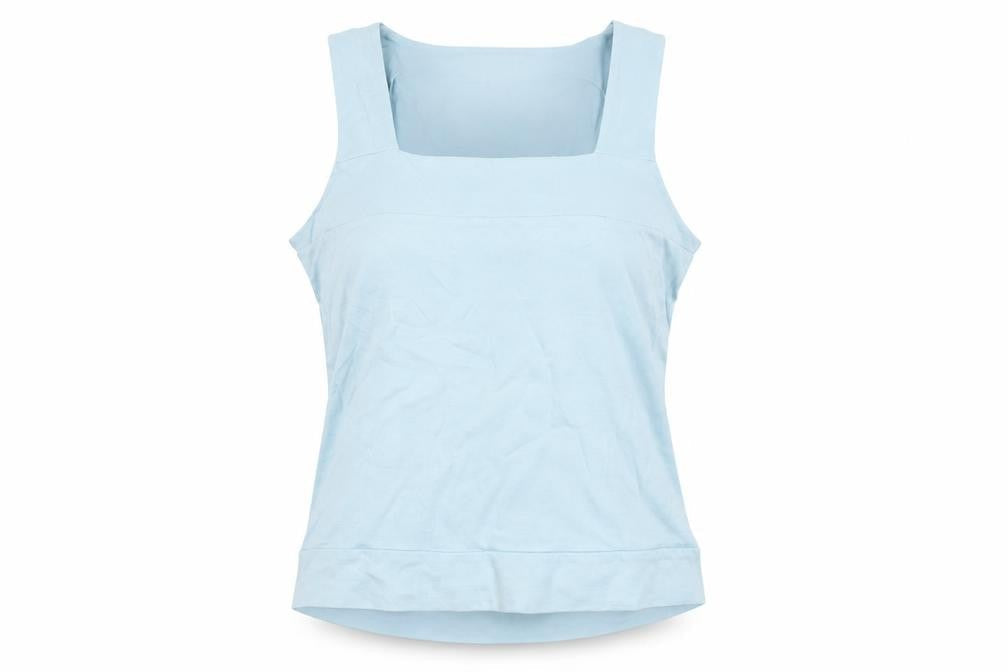 Offshoot Womens Blue Cotton Basic T-Shirt Size M Square Neck
