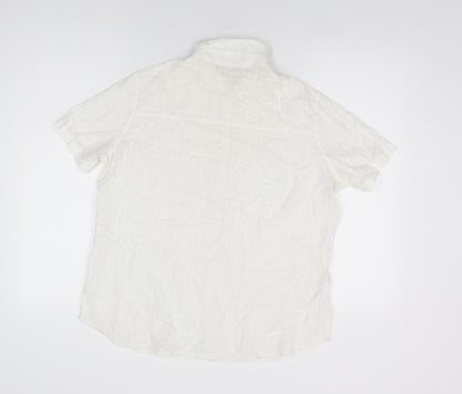 Marks & Spencer Womens White Cotton Basic Button-Up Size 16 Collared