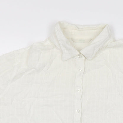 Marks & Spencer Womens White Cotton Basic Button-Up Size 16 Collared