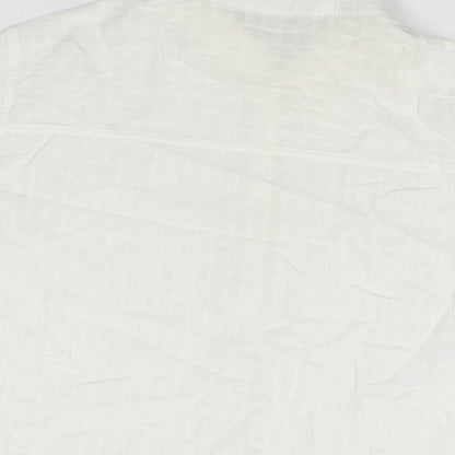 Marks & Spencer Womens White Cotton Basic Button-Up Size 16 Collared
