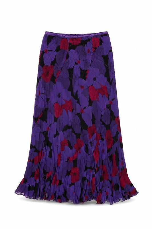 Country Casuals Womens Purple Floral Polyester Flare Skirt Size S