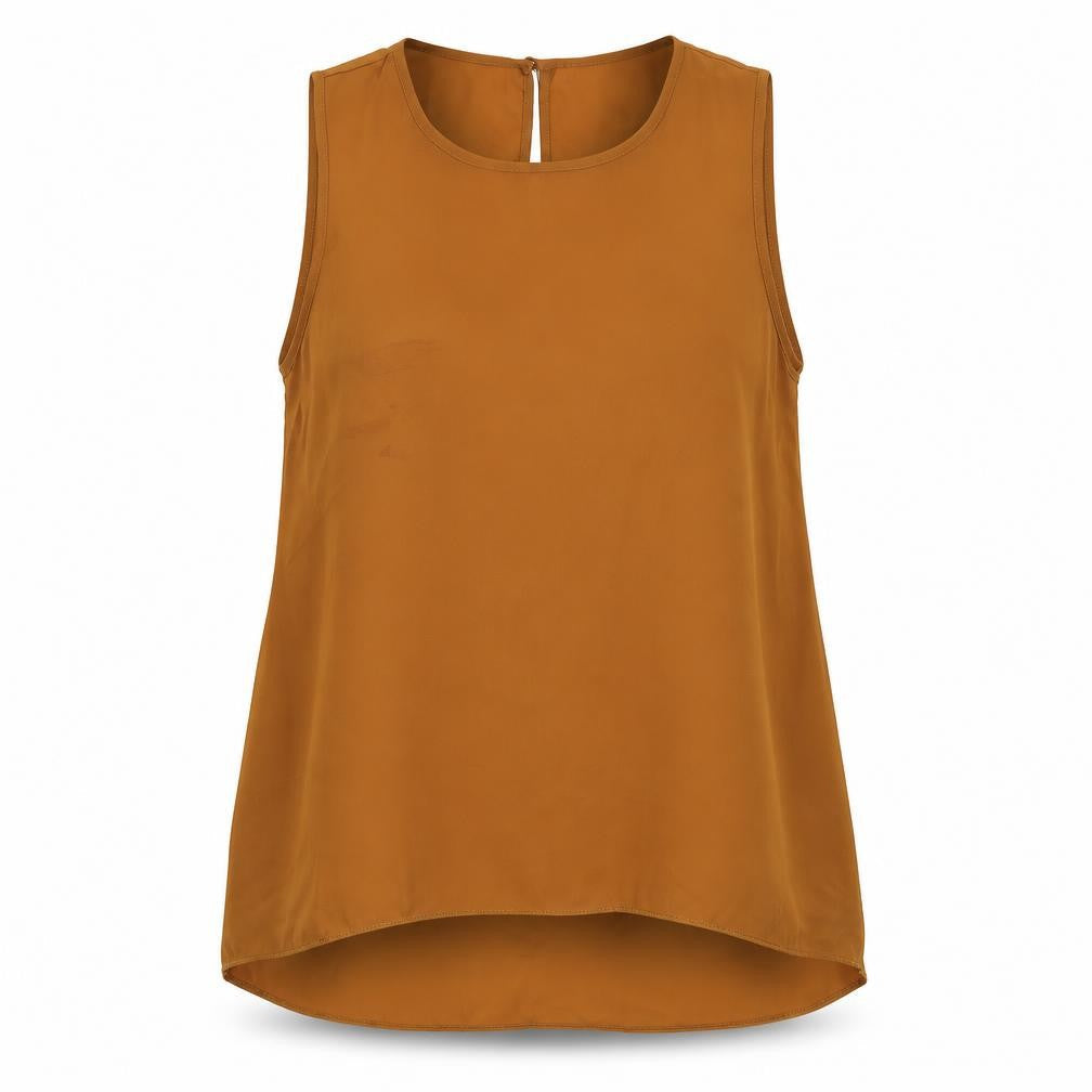 Dorothy Perkins Womens Brown Polyester Basic T-Shirt Size 14 Round Neck