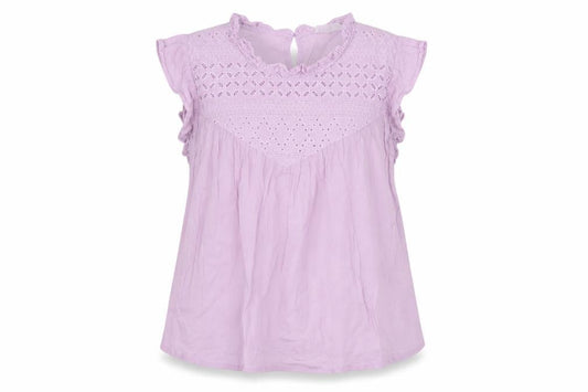 Loevia Girls Purple Floral Cotton Basic T-Shirt Size 14 Years Round Neck Button