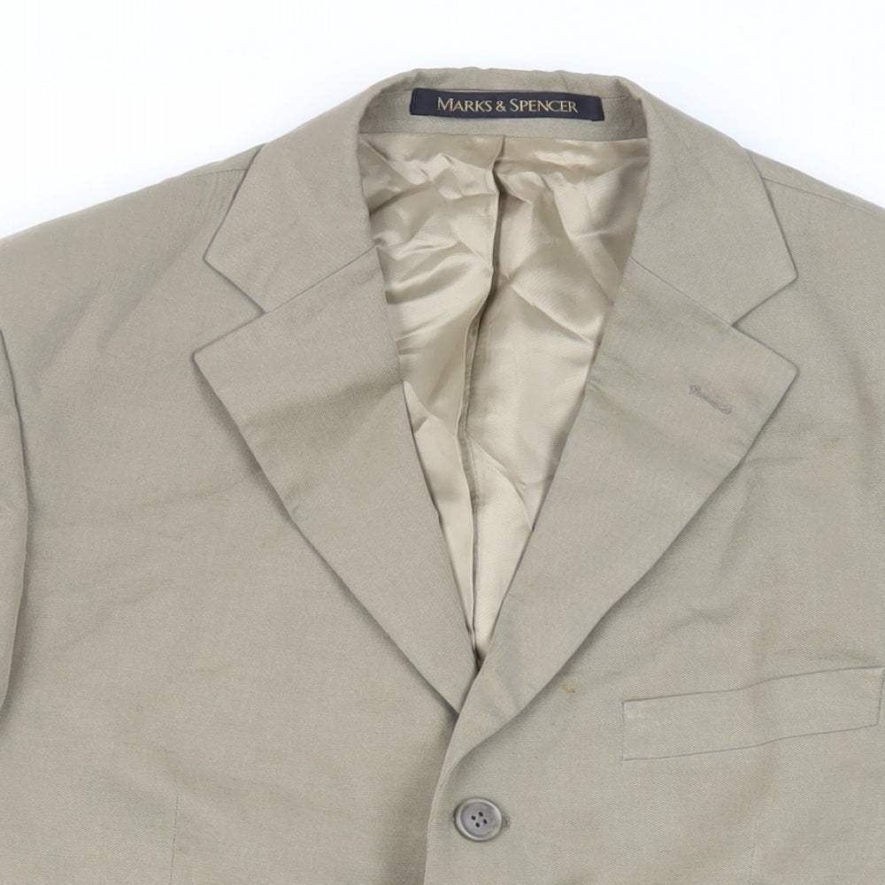 St Michael Mens Beige Lyocell Jacket Blazer Size 38 Regular - Vintage