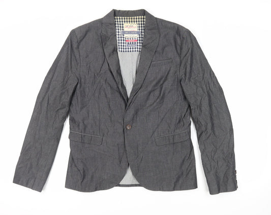 River Island Mens Grey Striped Jacket Blazer Size M Button