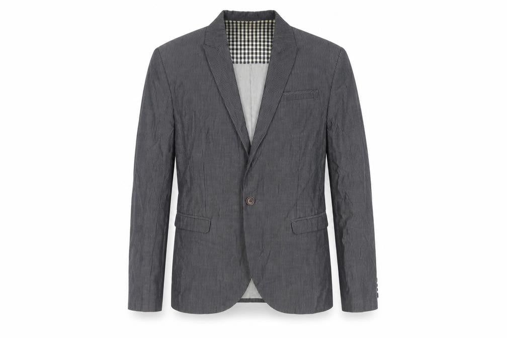 River Island Mens Grey Striped Jacket Blazer Size M Button