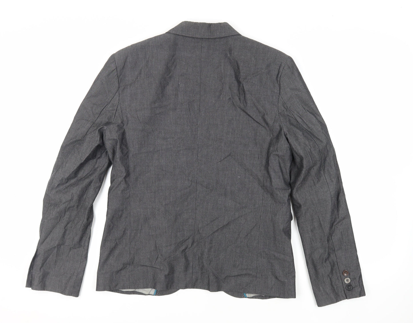 River Island Mens Grey Striped Jacket Blazer Size M Button