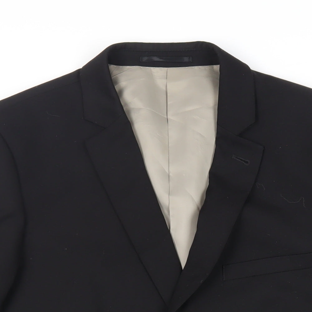 Topman Mens Black Polyester Jacket Suit Jacket Size 40 Regular