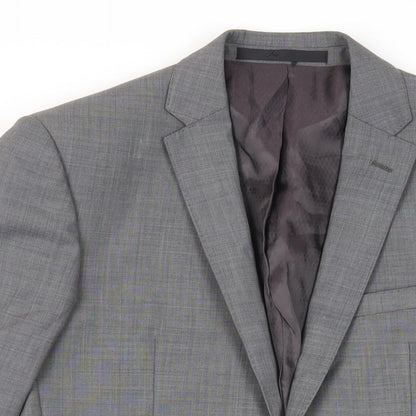 Close-up detail of Autograph men’s grey polyester jacket suit jacket, size 38, regular