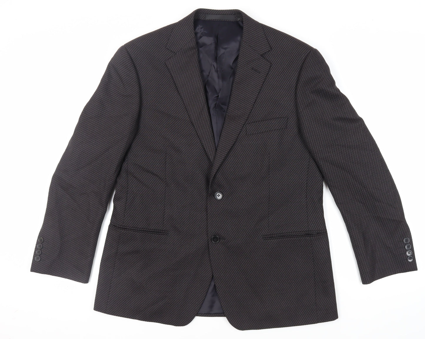 Marks and Spencer Mens Black Geometric Wool Jacket Suit Jacket Size 42 Regular