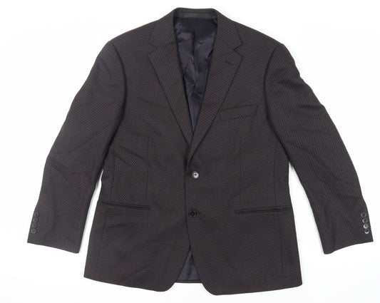 Marks and Spencer Mens Black Geometric Wool Jacket Suit Jacket Size 42 Regular