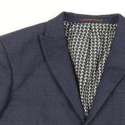 Next Mens Blue Plaid Polyester Jacket Suit Jacket Size 44 Regular