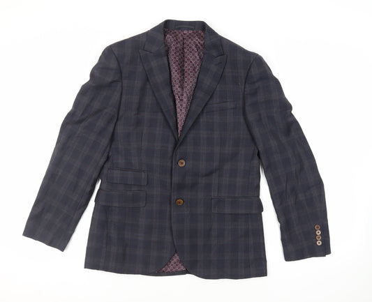 NEXT Mens Blue Plaid Wool Jacket Suit Jacket Size 40 Regular