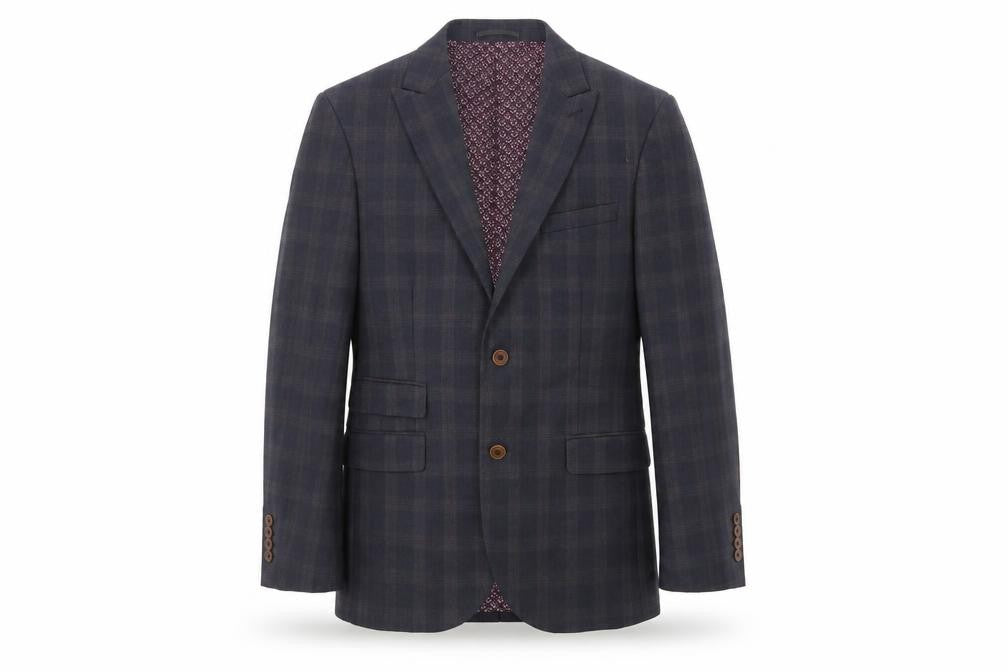 NEXT Mens Blue Plaid Wool Jacket Suit Jacket Size 40 Regular
