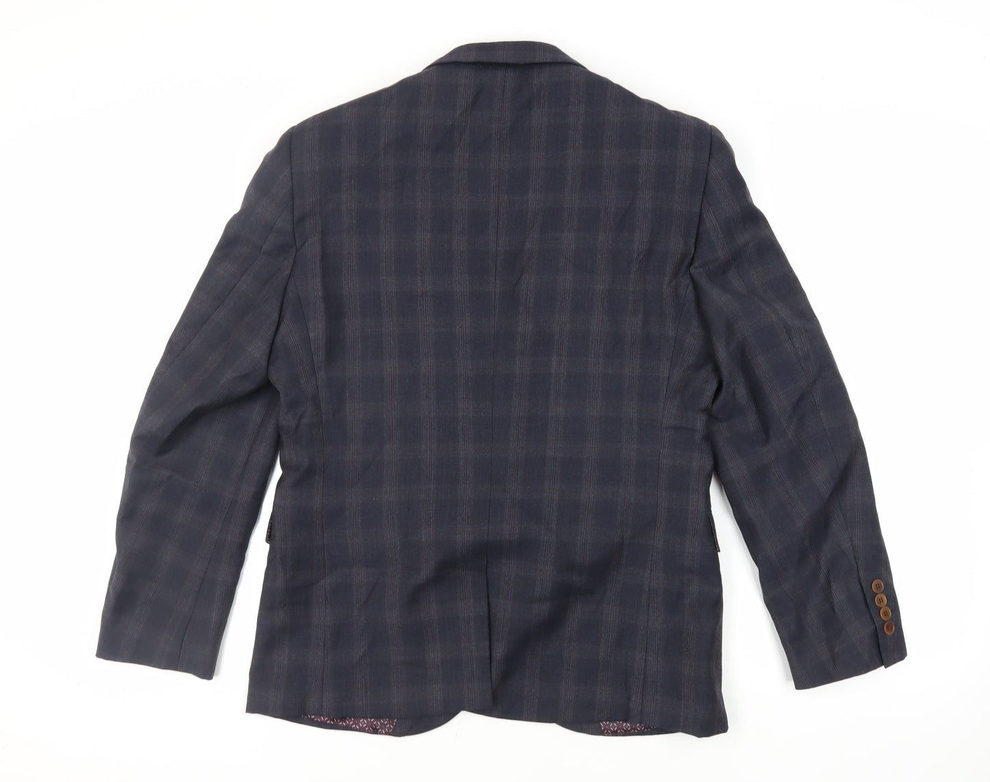 NEXT Mens Blue Plaid Wool Jacket Suit Jacket Size 40 Regular
