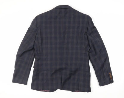 Next Mens Blue Plaid Wool Jacket Suit Jacket Size 40 Regular