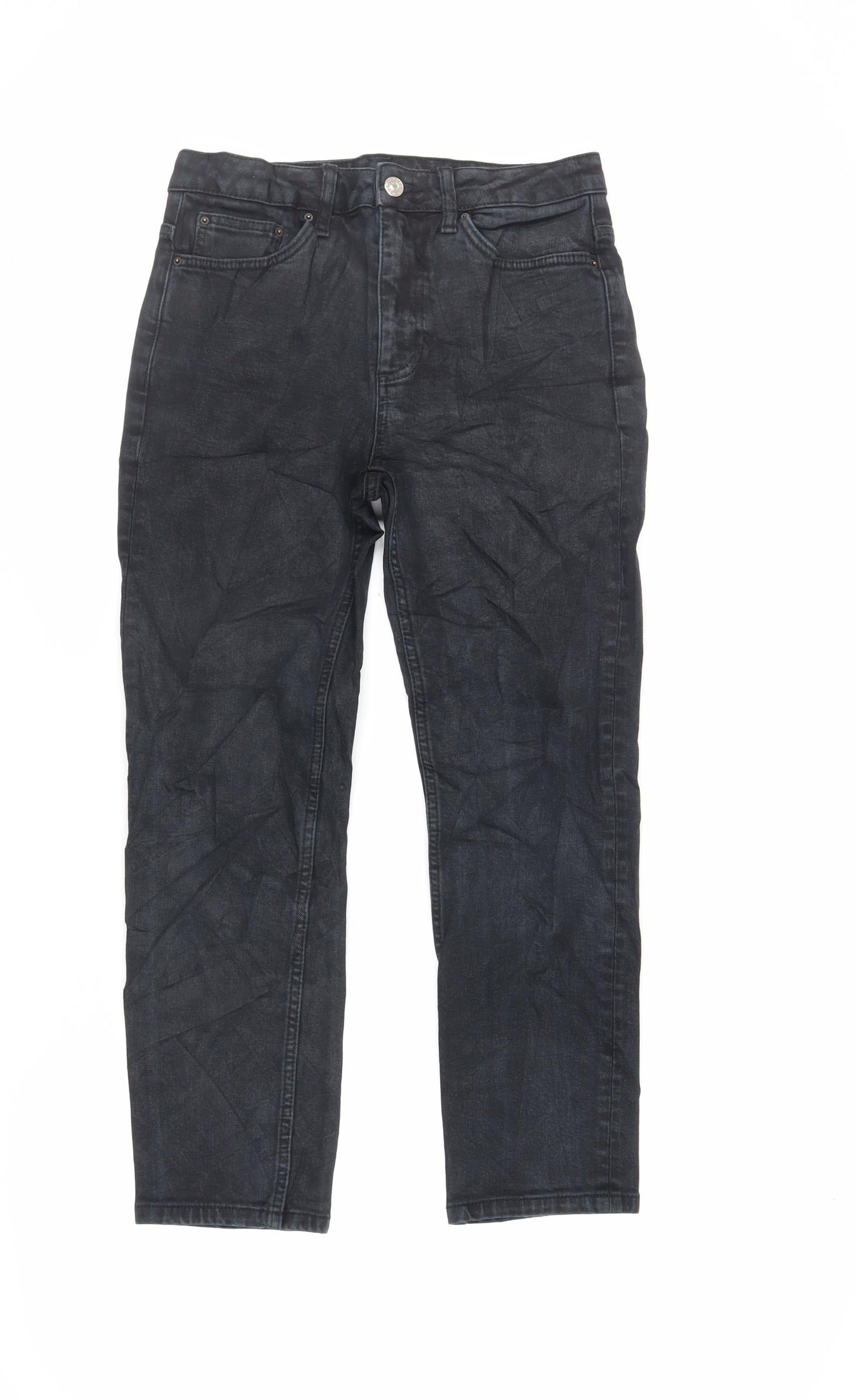Topshop Womens Blue Cotton Straight Jeans Size 28 L26 in Regular Zip
