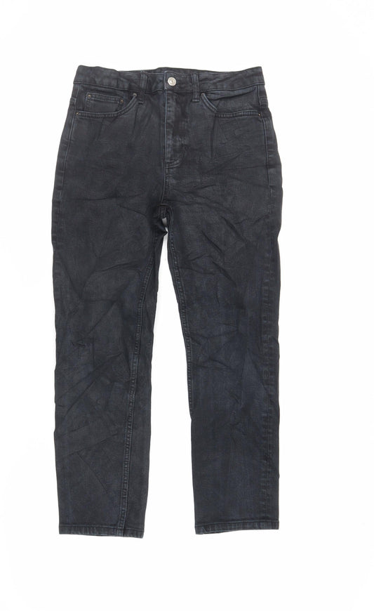 Topshop Womens Blue Cotton Straight Jeans Size 28 L26 in Regular Zip
