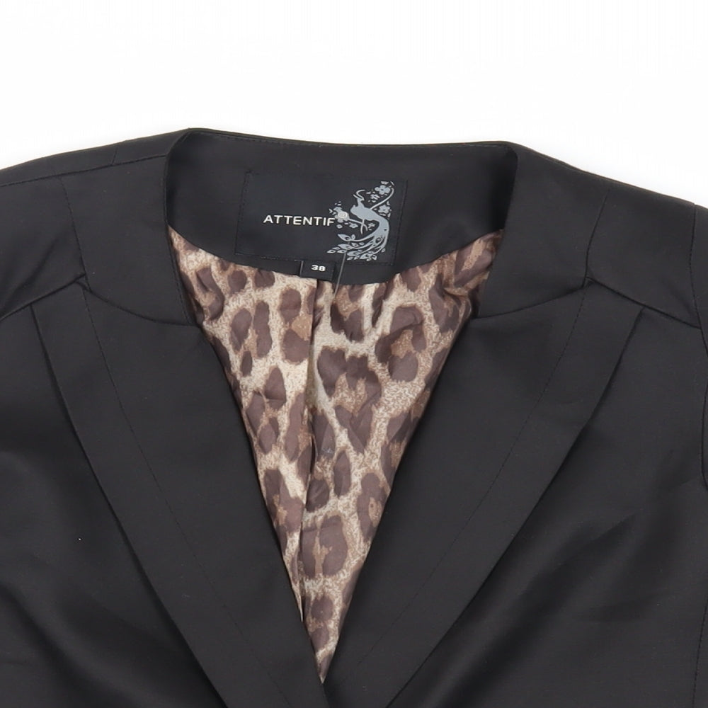 Attentif Womens Black Jacket Blazer Size 10 Button