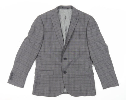 Next Mens Grey Plaid Polyester Jacket Suit Jacket Size 40 Regular
