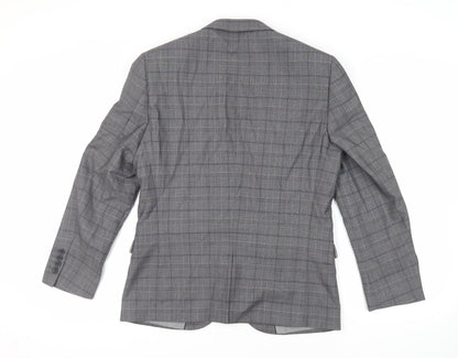 Next Mens Grey Plaid Polyester Jacket Suit Jacket Size 40 Regular