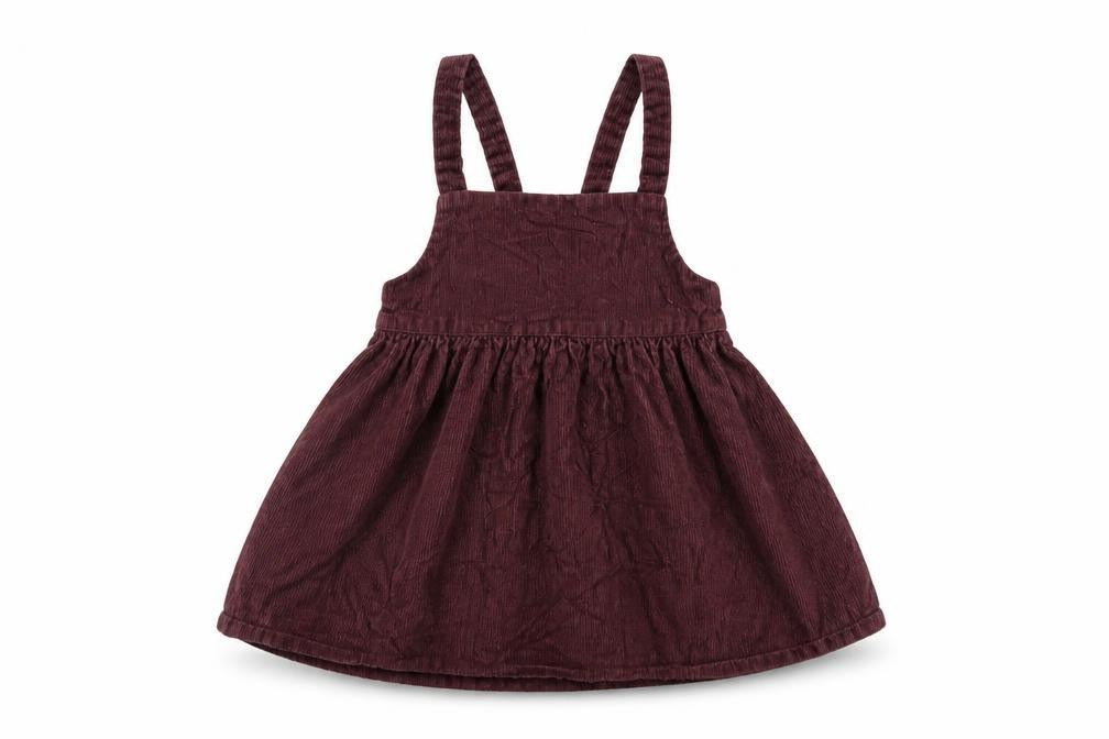 NEXT Girls Purple Cotton Pinafore/Dungaree Dress Size 2-3 Years Square Neck Pullover
