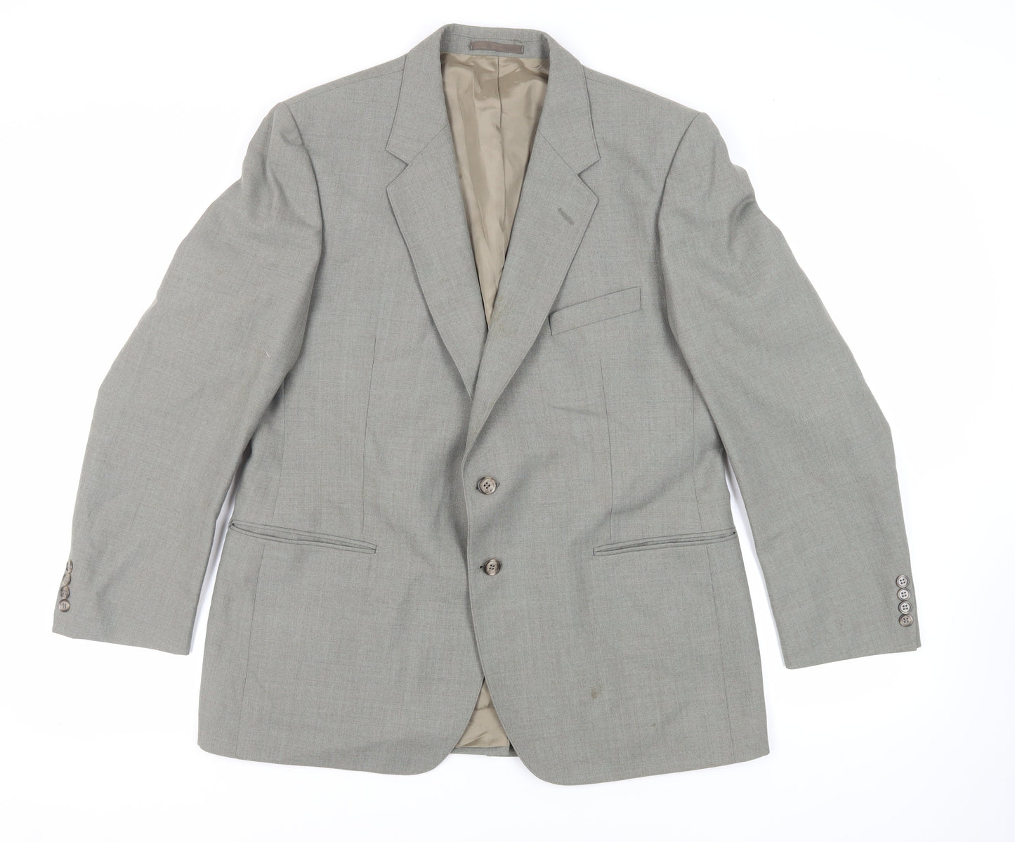 St Michael Mens Green Polyester Jacket Suit Jacket Size 42 Regular - Vintage