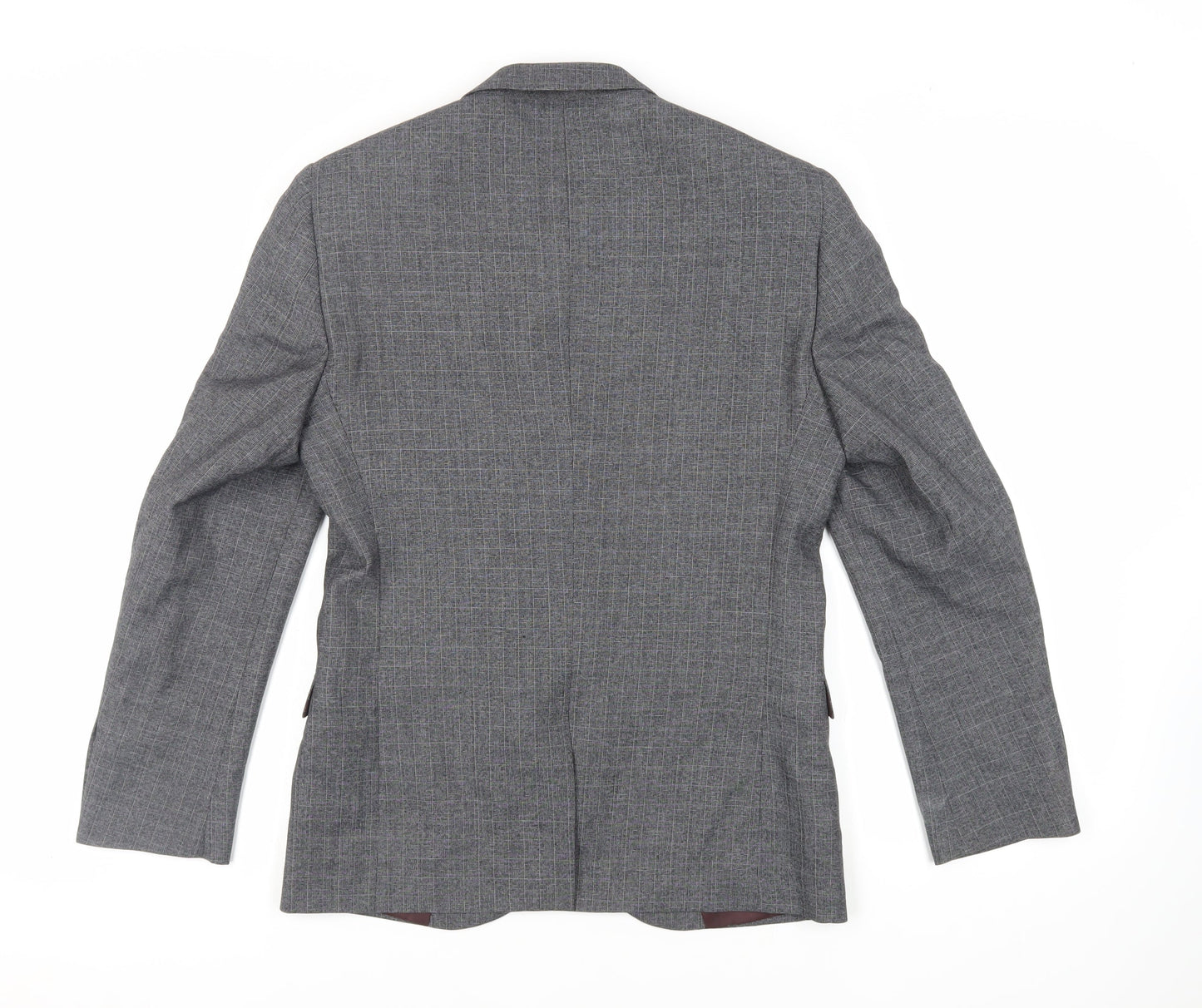 NEXT Mens Grey Plaid Polyester Jacket Suit Jacket Size 38 Regular