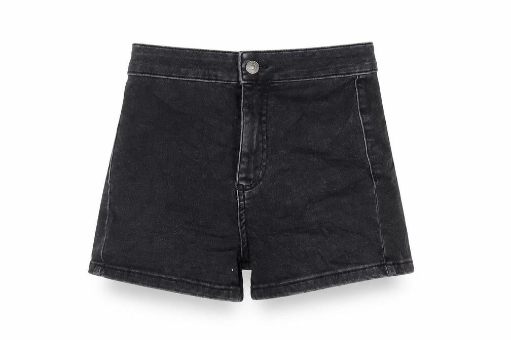 New Look Girls Black Cotton Mom Shorts Size 12 Years Regular Zip