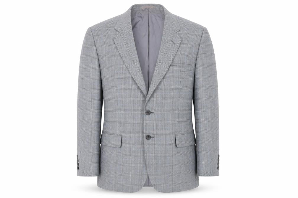 Marks & Spencer Mens Grey Plaid Polyester Jacket Suit Jacket Size 42 Regular