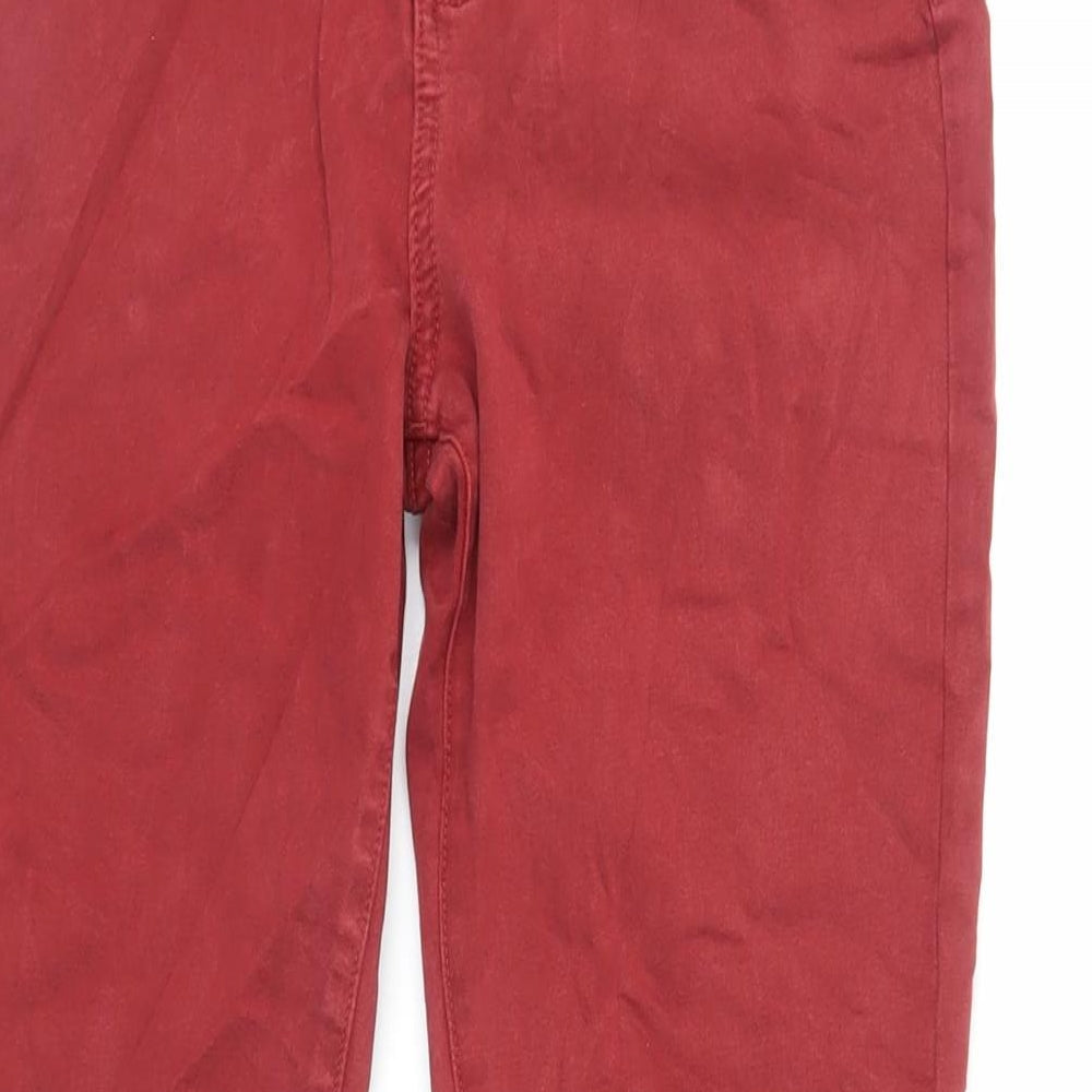 Marks and Spencer Womens Red Cotton Skinny Jeans Size 10 L29 in Regular Zip