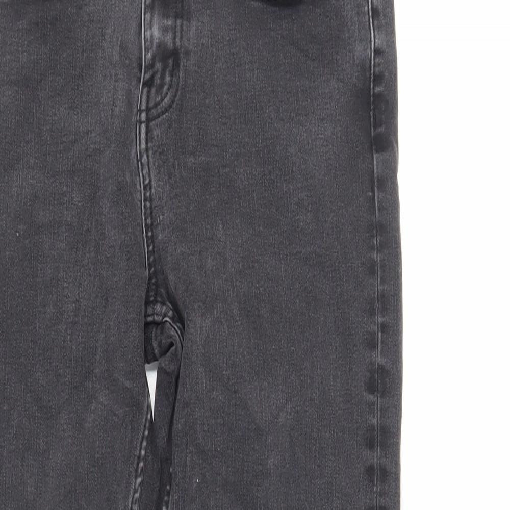 Marks and Spencer Womens Black Cotton Straight Jeans Size 12 L25 in Slim Zip - Short Length