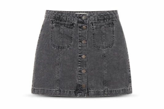 Topshop Womens Grey Cotton Mini Skirt Size 28 in Button - Pockets