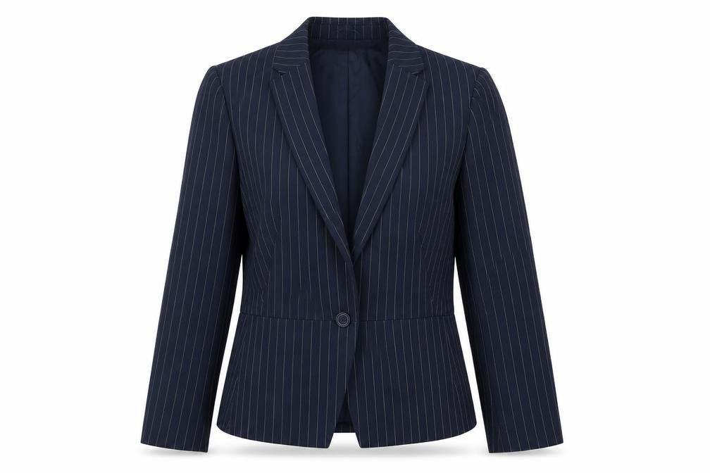 Marks & Spencer Womens Blue Striped Jacket Blazer Size 10 Button