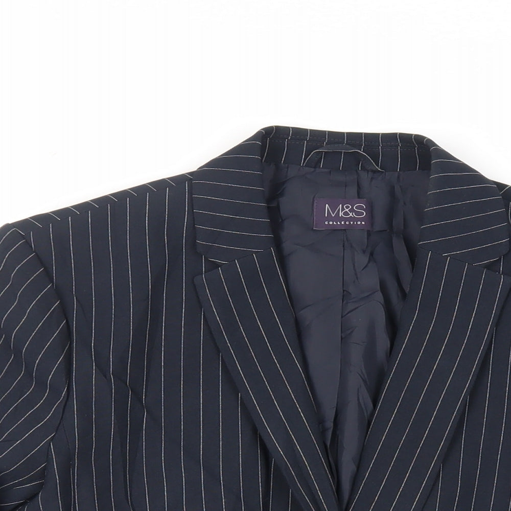 Marks and Spencer Womens Blue Striped Jacket Blazer Size 10 Button